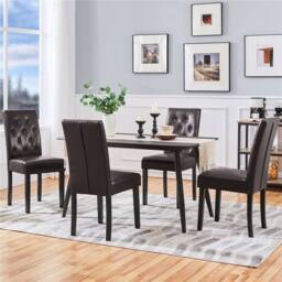 KORVIXA Brown Dining Chairs Set of 2 Faux Leather - Size: 0.6m2
