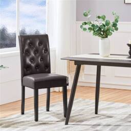 KORVIXA Brown Dining Chairs Set of 2 Faux Leather - Size: 0.6m2 - thumbnail 3