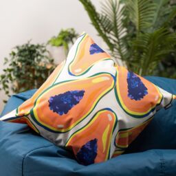 icon Indoor & Outdoor Pampas Grass Print with Stone Back Set of 4 Outdoor Waterproof Cushion in Orange - Size: 43 cm x 43 cm - thumbnail 2