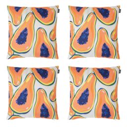icon Indoor & Outdoor Pampas Grass Print with Stone Back Set of 4 Outdoor Waterproof Cushion in Orange - Size: 43 cm x 43 cm - thumbnail 1