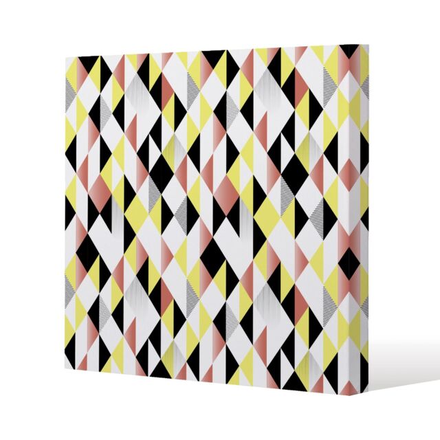 Benjamin Tate Design Yellow, Pink & Black Geometric Pattern (Canvas Print) / 46 x 46 x 4cm in Natural - Size: 46 x 46 x 4 cm - image 1