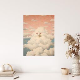 "Wee Blue Coo Wall Art Print Head In The Clouds Sheep Fun Blue Pink Living Room - Size: W24"" x H32""" - thumbnail 4