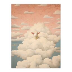 "Wee Blue Coo Wall Art Print Head In The Clouds Sheep Fun Blue Pink Living Room - Size: W24"" x H32""" - thumbnail 1