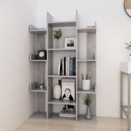 Berkfield Home Book Cabinet Concrete Grey 86x25.5x140 cm Engineered Wood - thumbnail 3