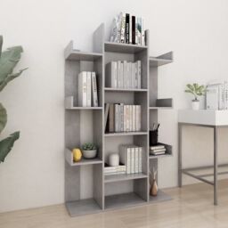 Berkfield Home Book Cabinet Concrete Grey 86x25.5x140 cm Engineered Wood - thumbnail 1