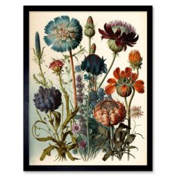 "Artery8 Wall Art Print Vintage Botanical Ernst Haeckel Inspired Plant Study Modern Watercolour Painting Art Framed - Size: W12"" x H16""" - thumbnail 1