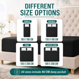 Grace Premium Microfiber 40cm Extra Deep Pocket Fitted Sheets in Black - Size: King Fitted - thumbnail 7