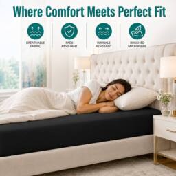 Grace Premium Microfiber 40cm Extra Deep Pocket Fitted Sheets in Black - Size: King Fitted - thumbnail 6