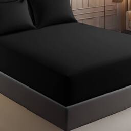 Grace Premium Microfiber 40cm Extra Deep Pocket Fitted Sheets in Black - Size: King Fitted