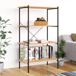 Berkfield Home 4-Tier Shelving Unit Black & Oak 80x40x130 cm - Size: 80 x 40 x 130 cm - thumbnail 2