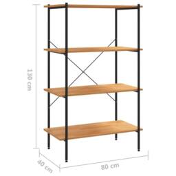 Berkfield Home 4-Tier Shelving Unit Black & Oak 80x40x130 cm - Size: 80 x 40 x 130 cm - thumbnail 7