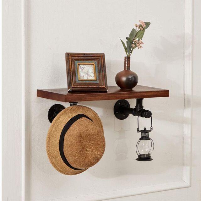 Living and Home 1 Piece Industrial Style Wall-Mounted Shelf Bracket Accessory in Black - image 1