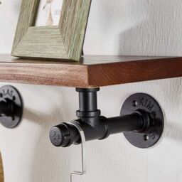 Living and Home 1 Piece Industrial Style Wall-Mounted Shelf Bracket Accessory in Black - thumbnail 2
