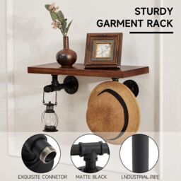 Living and Home 1 Piece Industrial Style Wall-Mounted Shelf Bracket Accessory in Black - thumbnail 7