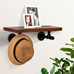 Living and Home 1 Piece Industrial Style Wall-Mounted Shelf Bracket Accessory in Black - thumbnail 5