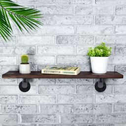 Living and Home 1 Piece Industrial Style Wall-Mounted Shelf Bracket Accessory in Black - thumbnail 4