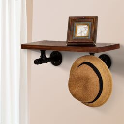 Living and Home 1 Piece Industrial Style Wall-Mounted Shelf Bracket Accessory in Black - thumbnail 3