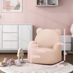 AIYAPLAY Armchair, Bear Shaped Toddler Chair for Bedroom in Pink - thumbnail 3
