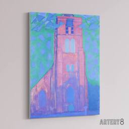 "Artery8 Church Tower Domburg Mondrian Vintage Canvas Wall Art - Size: W18"" x H24""" - thumbnail 2