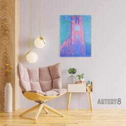 "Artery8 Church Tower Domburg Mondrian Vintage Canvas Wall Art - Size: W18"" x H24""" - thumbnail 3