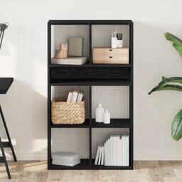 Berkfield Home Book Cabinet Black 66x31x112 cm Engineered Wood - Size: 66 x 31 x 112 cm - thumbnail 3