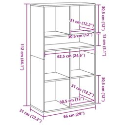 Berkfield Home Book Cabinet Black 66x31x112 cm Engineered Wood - Size: 66 x 31 x 112 cm - thumbnail 9