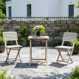 Direct Wicker Foldable Acacia Wood Square Bistro Set - Sanded Finish in Cream - Size: 2 Seater - thumbnail 7