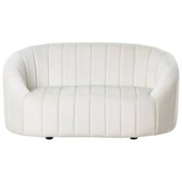 Wyld and Coco 6-Seater Off-White Velvet Tufted Sofa Set - Low Back in White - thumbnail 8