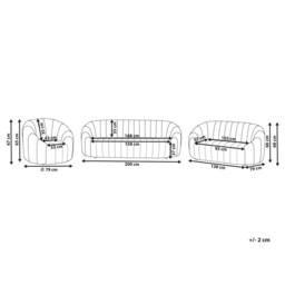 Wyld and Coco 6-Seater Off-White Velvet Tufted Sofa Set - Low Back in White - thumbnail 4