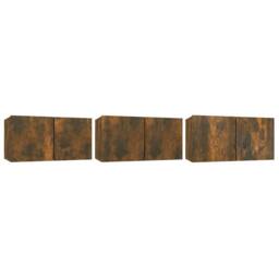 Berkfield Home Hanging TV Cabinets 3 pcs Smoked Oak 60x30x30 cm in Brown - Size: 60 x 30 x 30 cm - thumbnail 3