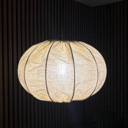 CGC Lighting Serafina Large Oval Oatmeal Loose Linen Fabric Lampshade in Beige - thumbnail 2