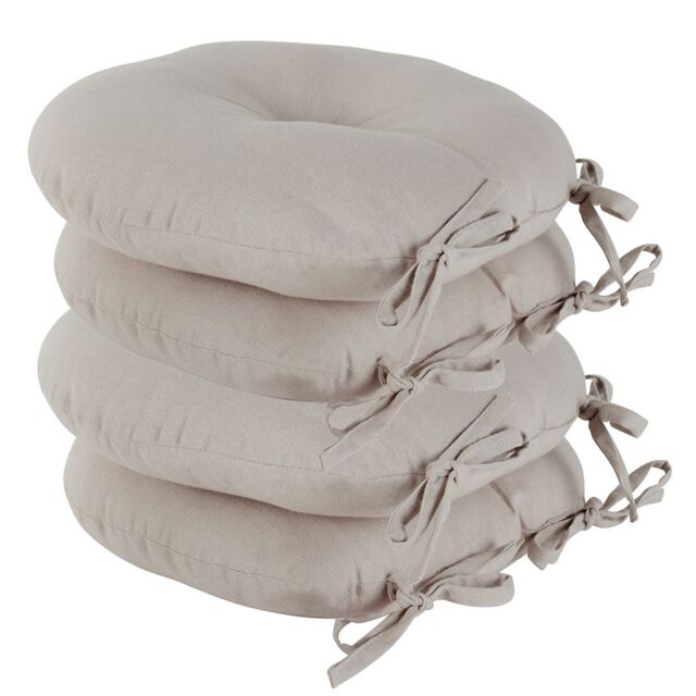 Dibor Set of 4 Traditional Grey Indoor Outdoor Chair Seat Pad Garden Cushions Dia 40cm - Size: 40 cm x 40 cm - image 1