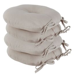 Dibor Set of 4 Traditional Grey Indoor Outdoor Chair Seat Pad Garden Cushions Dia 40cm - Size: 40 cm x 40 cm - thumbnail 1