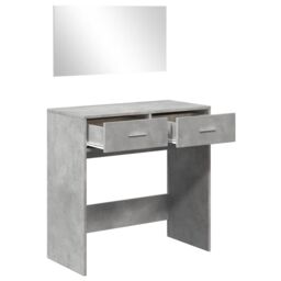 Berkfield Home Dressing Table with Mirror Concrete Grey 80x39x80 cm - Size: 80 x 39 x 80 cm - thumbnail 4