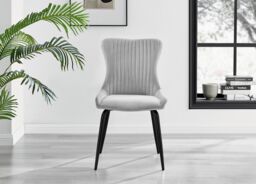 FurnitureboxUK Carson White Marble Effect Dining Table & 4 Nora Black Leg Chairs in Light Grey - thumbnail 4