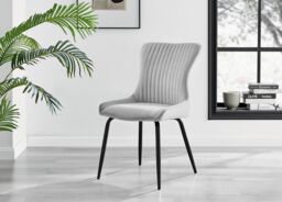 FurnitureboxUK Carson White Marble Effect Dining Table & 4 Nora Black Leg Chairs in Light Grey - thumbnail 5