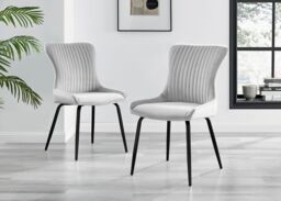FurnitureboxUK Carson White Marble Effect Dining Table & 4 Nora Black Leg Chairs in Light Grey - thumbnail 9
