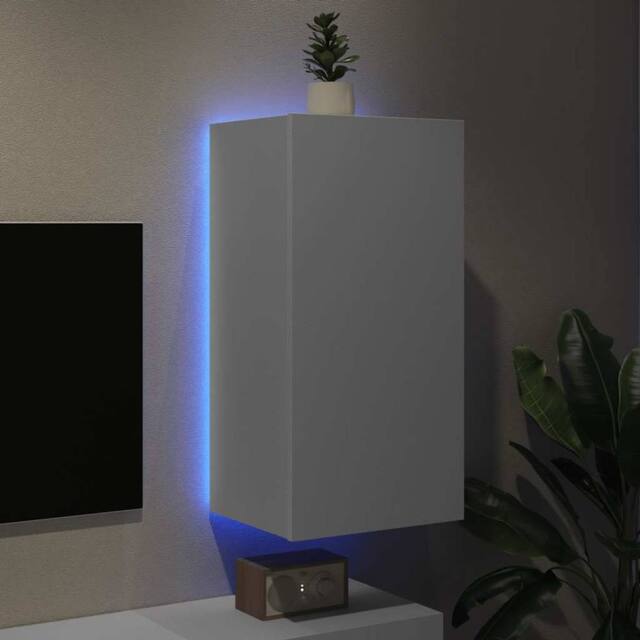Berkfield Home TV Wall Cabinet with LED Lights White 40.5x35x80 cm - image 1