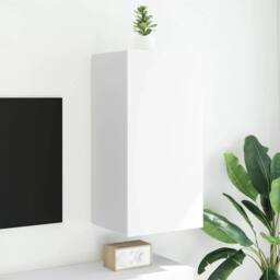 Berkfield Home TV Wall Cabinet with LED Lights White 40.5x35x80 cm - thumbnail 2