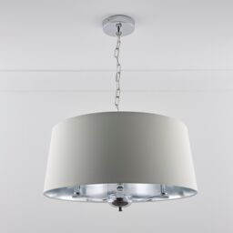 K LIVING Giovanna 3 Light Chrome Chandelier & Cream Shade - thumbnail 2