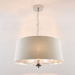 K LIVING Giovanna 3 Light Chrome Chandelier & Cream Shade - thumbnail 3