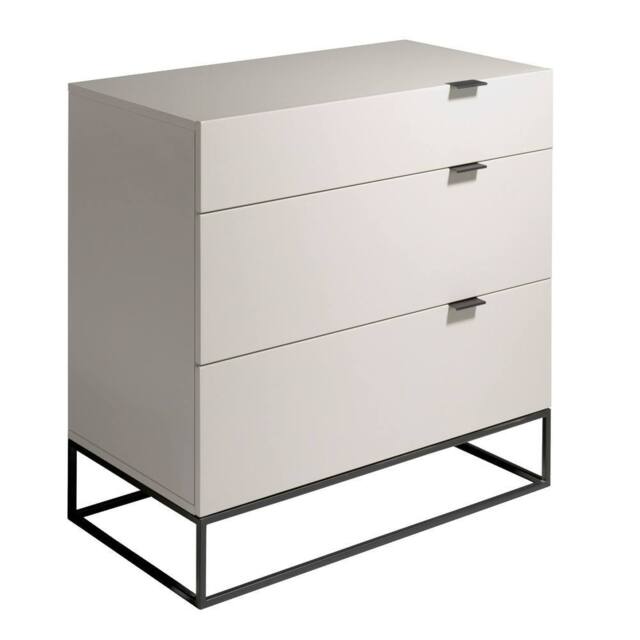 Angel Cerda Grey 3-Drawer Chest with Black Steel Legs 80x45x80 cm - Size: 80 x 45 x 80 cm - image 1