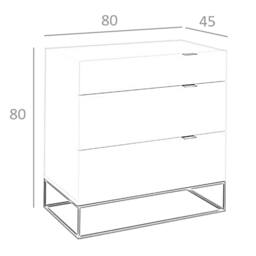 Angel Cerda Grey 3-Drawer Chest with Black Steel Legs 80x45x80 cm - Size: 80 x 45 x 80 cm - thumbnail 8