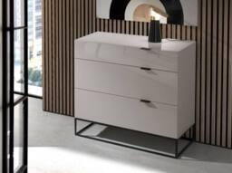 Angel Cerda Grey 3-Drawer Chest with Black Steel Legs 80x45x80 cm - Size: 80 x 45 x 80 cm - thumbnail 3