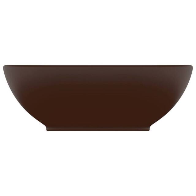 Berkfield Home Luxury Basin Oval-shaped Matt Dark Brown 40x33 cm Ceramic - image 1