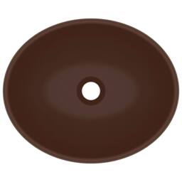 Berkfield Home Luxury Basin Oval-shaped Matt Dark Brown 40x33 cm Ceramic - thumbnail 4