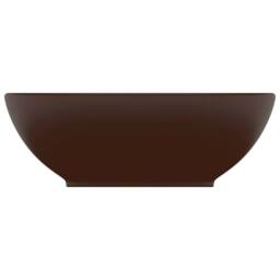 Berkfield Home Luxury Basin Oval-shaped Matt Dark Brown 40x33 cm Ceramic