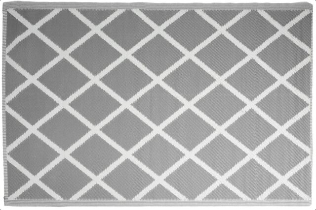 idooka Grey Diamond Squares Outdoor Camping Rug Mat in Mid Grey - Size: 90 cm x 180 cm - image 1