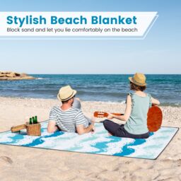 Gymax 4 Pieces Beach Umbrella Set Portable Parasol With Foldable Chairs-Blue in Blue - thumbnail 5
