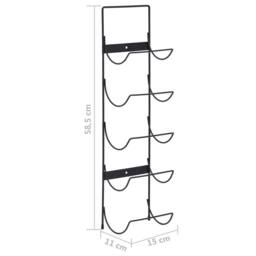 Berkfield Home Wall Mounted Wine Rack for 5 Bottles Black Iron - thumbnail 7
